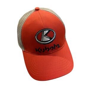 Kubota Hat Cap K Products Strap Back Mesh Trucker Logo Orange Black